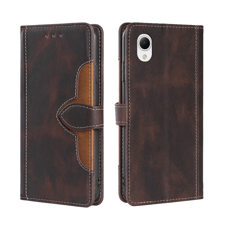 

For Samsung Galaxy A23e/A22e Skin Feel Magnetic Buckle Leather Phone Case(Brown)