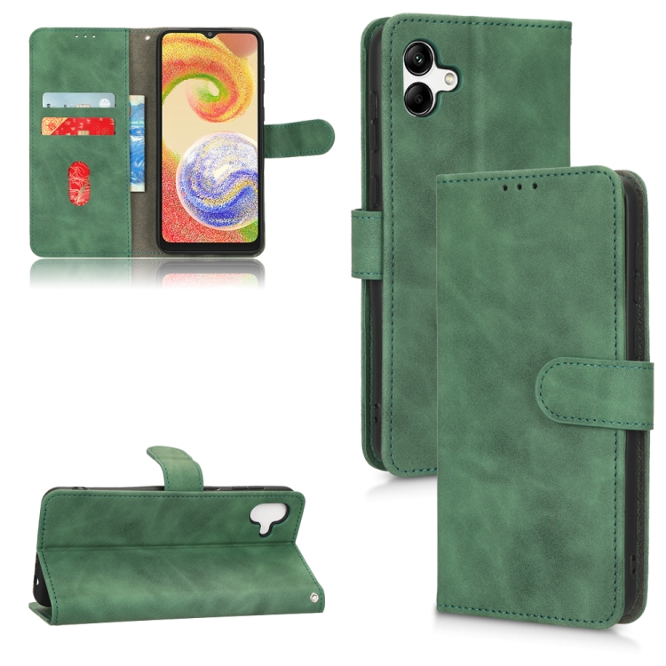 

For Samsung Galaxy A04 4G Skin Feel Magnetic Flip Leather Phone Case(Green)