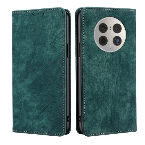 For Huawei Mate 50 Pro RFID Anti-theft Brush Magnetic Leather Phone Case(Green)