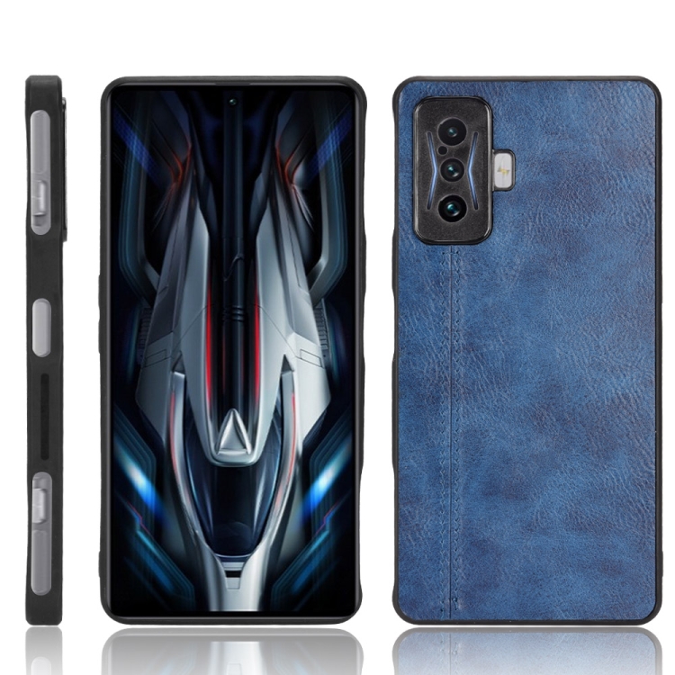 

For Xiaomi Redmi K50 Gaming Sewing Cow Pattern Skin PC + PU + TPU Case(Blue)