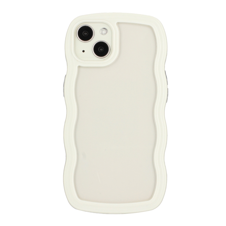 

For iPhone 15 Plus Candy Color Wave TPU Clear PC Phone Case(White)