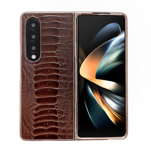 

For Samsung Galaxy Z Fold4 5G Genuine Leather Weilai Series Nano Plating Phone Case(Coffee)