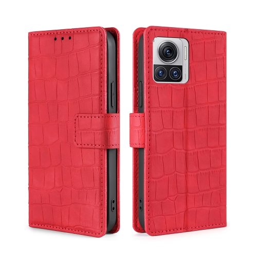 

For Motorola Edge X30 Pro 5G/Edge 30 Ultra Skin Feel Crocodile Magnetic Clasp Leather Phone Case(Red)