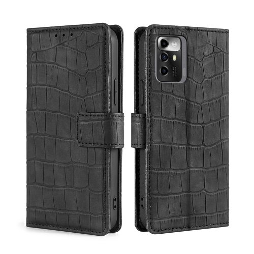 

For ZTE Blade A72 5G Skin Feel Crocodile Magnetic Clasp Leather Phone Case(Black)