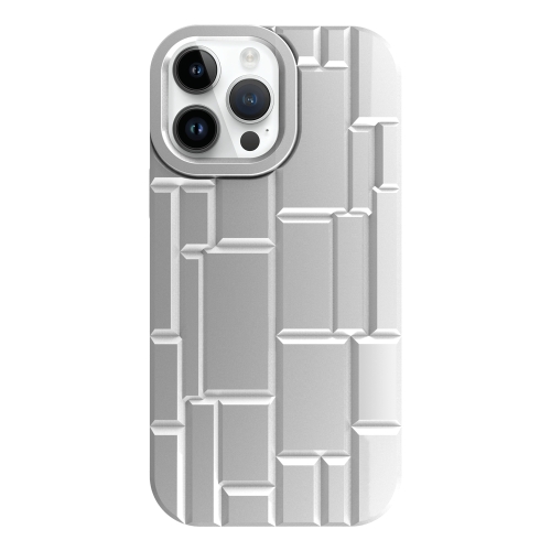 

For iPhone 14 Pro 3D Ice Cubes Liquid Silicone Phone Case(Silver)