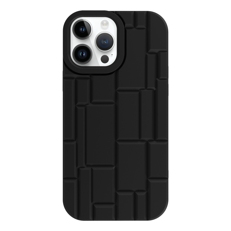 

For iPhone 14 Pro Max 3D Ice Cubes Liquid Silicone Phone Case(Black)