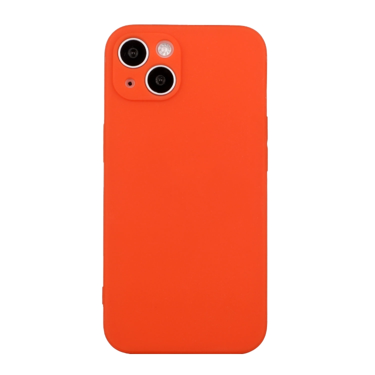 

For iPhone 14 Straight Edge Solid Color TPU Shockproof Phone Case(Orange)