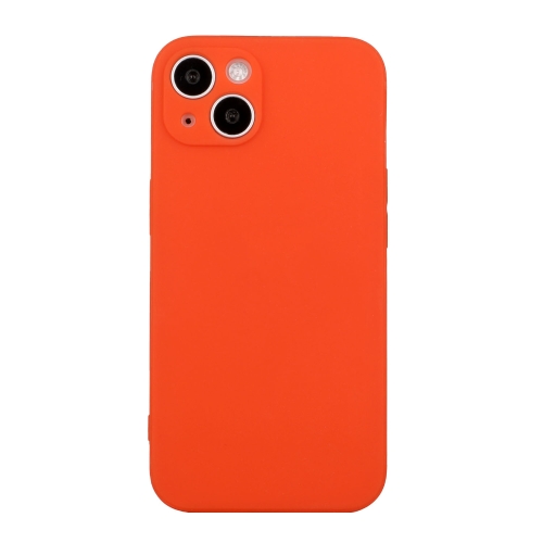 

For iPhone 14 Plus Straight Edge Solid Color TPU Shockproof Phone Case(Orange)