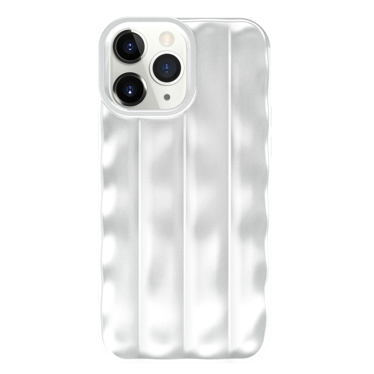 

For iPhone 11 Pro Max 3D Stripe TPU Phone Case(Silver)