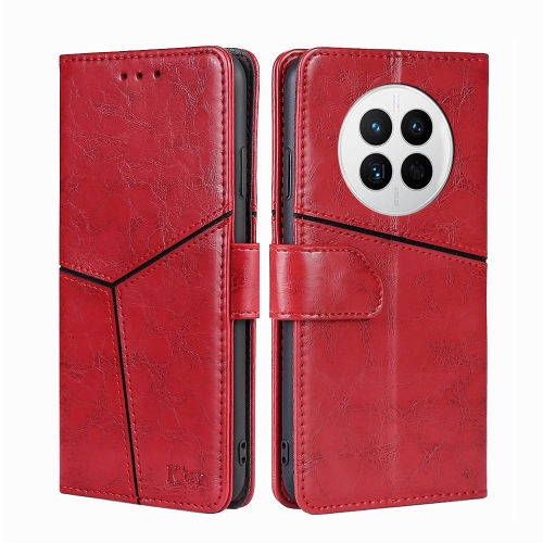 

For Huawei Mate 50 Geometric Stitching Leather Phone Case(Red)