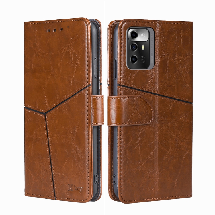 

For ZTE Blade A72 5G Geometric Stitching Leather Phone Case(Light Brown)