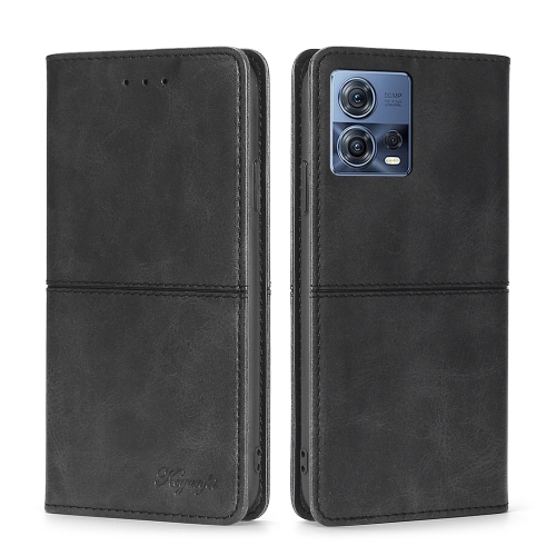 

For Motorola Edge S30 Pro 5G/Edge 30 Fusion Cow Texture Magnetic Horizontal Flip Leather Phone Case(Black)