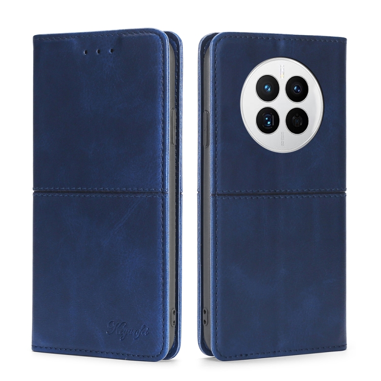 

For Huawei Mate 50 Cow Texture Magnetic Horizontal Flip Leather Phone Case(Blue)