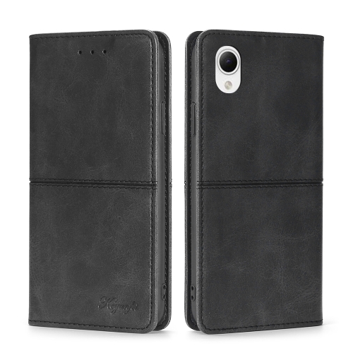 

For Samsung Galaxy A23e/A22e Cow Texture Magnetic Horizontal Flip Leather Phone Case(Black)