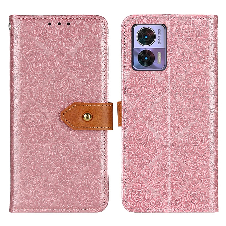 

For Motorola Edge 30 Lite / Edge 30 Neo Floral Embossed Leather Phone Case(Pink)