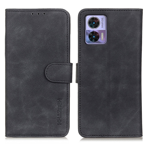 

For Motorola Edge 30 Lite / Edge 30 Neo KHAZNEH Retro Texture Leather Phone Case(Black)