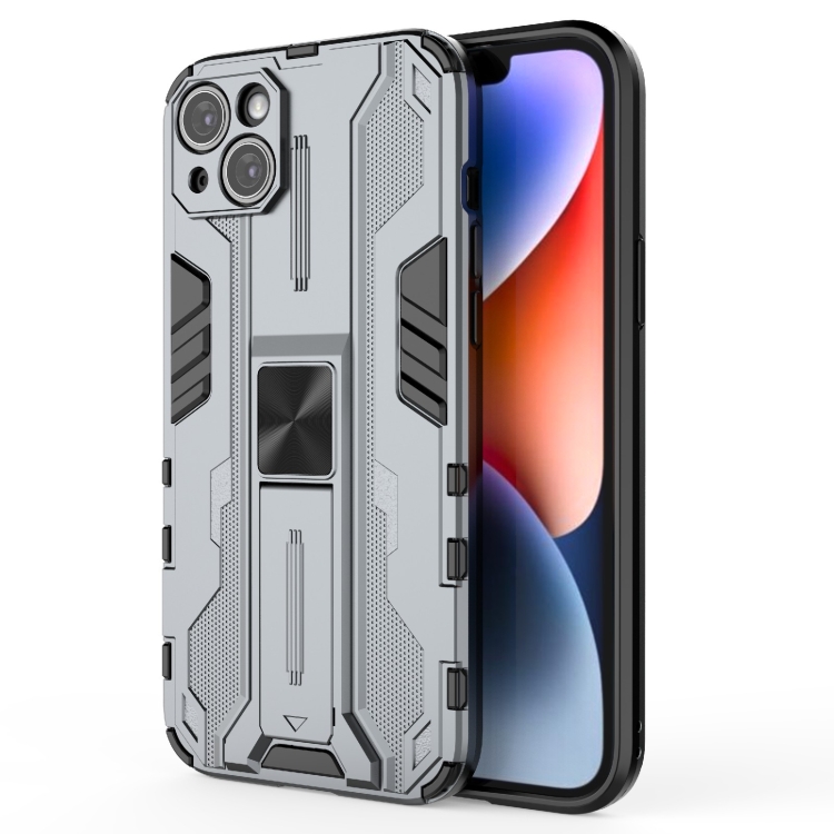 

For iPhone 14 Plus Supersonic PC + TPU Holder Phone Case(Grey)