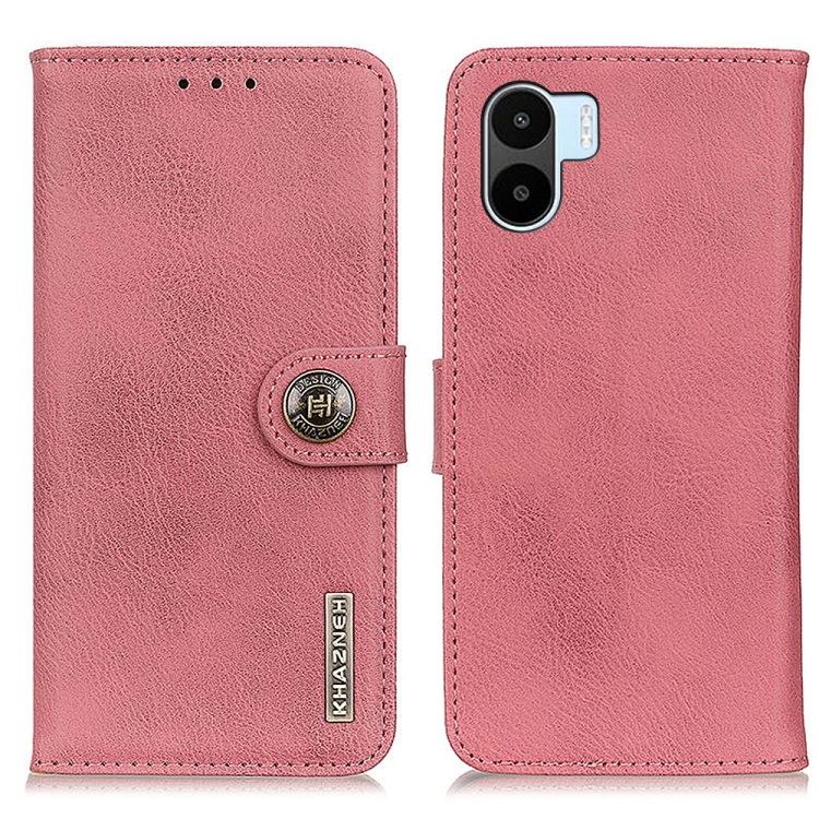 

For Xiaomi Redmi A1 KHAZNEH Cowhide Texture Leather Phone Case(Pink)
