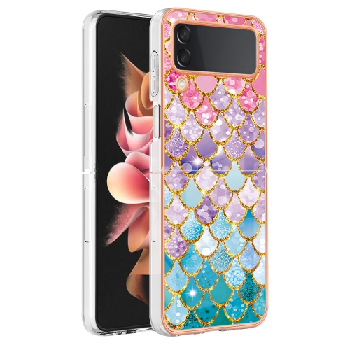 

For Samsung Galaxy Z Flip4 Electroplating IMD TPU Phone Case with Ring(Colorful Scales)