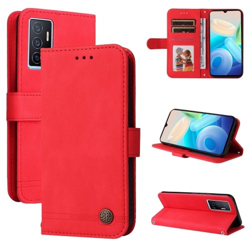 

For vivo Y75 4G / S10e Skin Feel Life Tree Metal Button Leather Phone Case(Red)