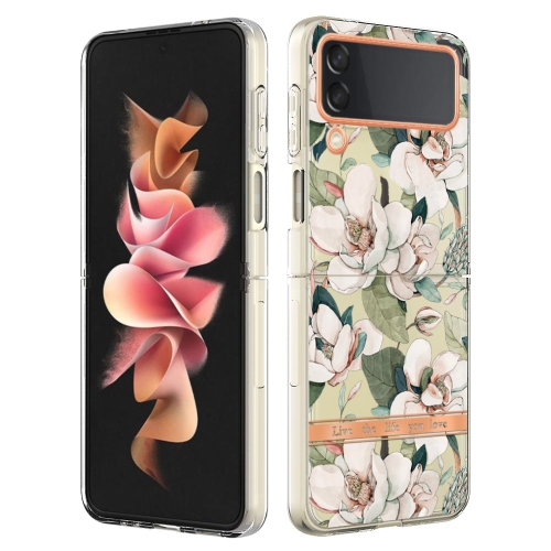 

For Samsung Galaxy Z Flip4 Flowers and Plants Series IMD TPU Phone Case(Green Gardenia)