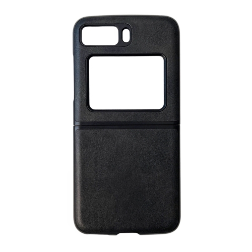 

For Motorola Moto Razr 2022 Two-color Cowhide Texture Top-grain Leather Phone Case(Black)