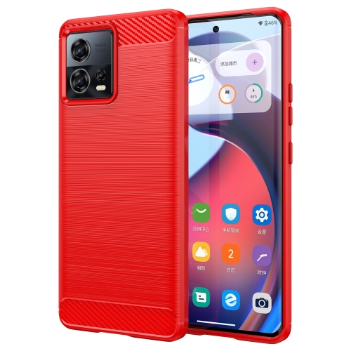 For Motorola Edge 30 Fusion/Moto S30 Pro Brushed Texture Carbon Fiber TPU Phone Case(Red)