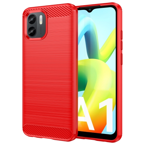 

For Xiaomi Redmi A1 Brushed Texture Carbon Fiber TPU Phone Case(Red)