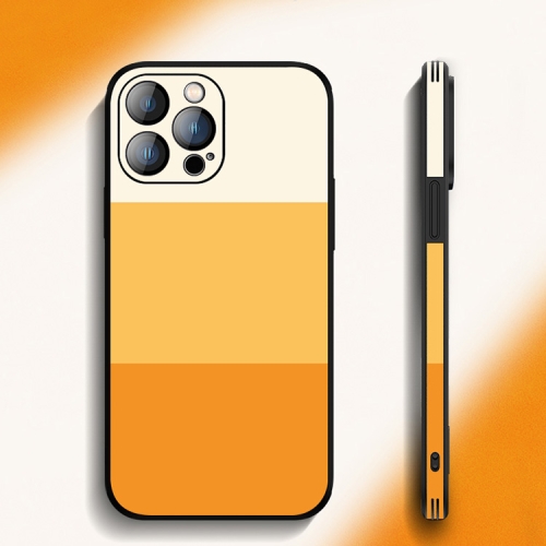 

For iPhone 14 Pro Tricolor Gradient Lambskin Phone Case(Yellow)