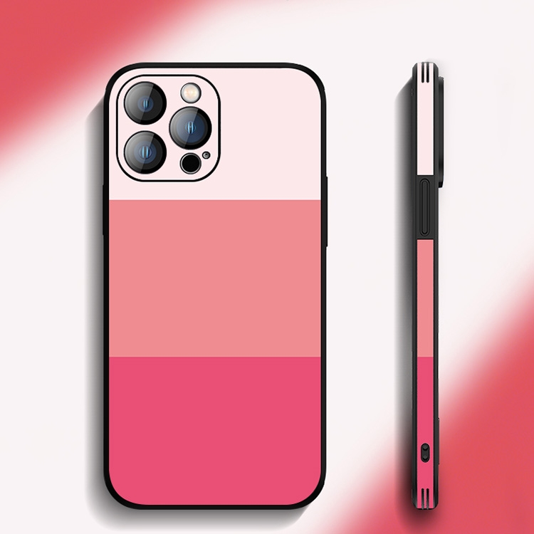 

For iPhone 14 Tricolor Gradient Lambskin Phone Case(Pink)