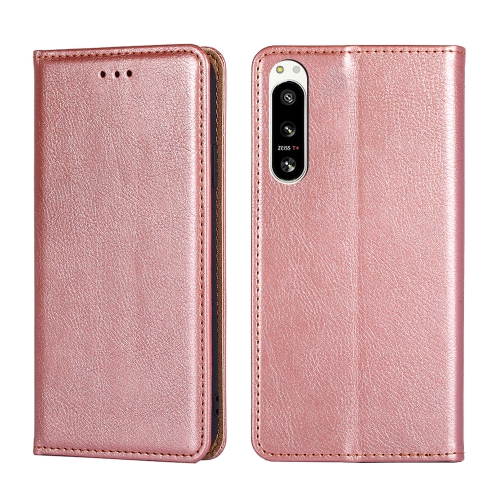 

For Sony Xperia 5 IV Gloss Oil Solid Color Magnetic Leather Phone Case(Rose Gold)