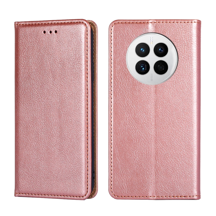 

For Huawei Mate 50 Gloss Oil Solid Color Magnetic Leather Phone Case(Rose Gold)