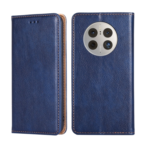 

For Huawei Mate 50 Pro Gloss Oil Solid Color Magnetic Leather Phone Case(Blue)