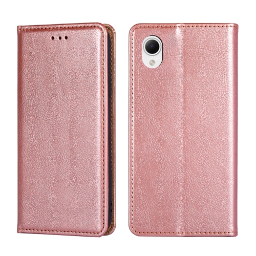 

For Samsung Galaxy A23e / A22e Gloss Oil Solid Color Magnetic Leather Phone Case(Rose Gold)