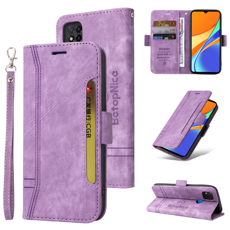 

For Xiaomi Redmi 9C BETOPNICE Dual-side Buckle Leather Phone Case(Purple)