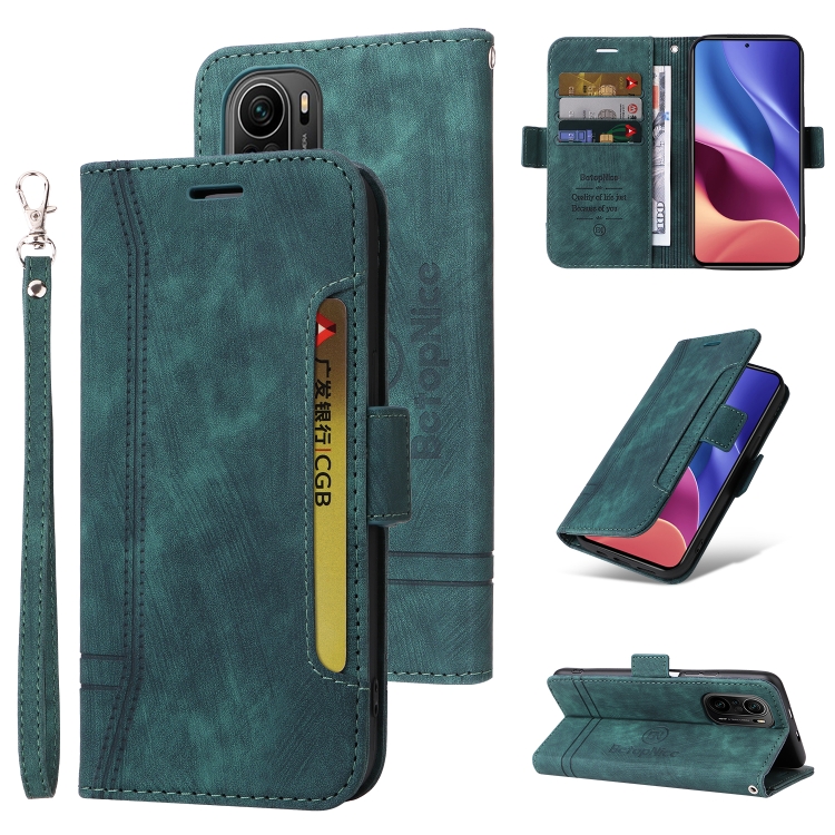 

For Xiaomi Redmi K40 BETOPNICE Dual-side Buckle Leather Phone Case(Green)