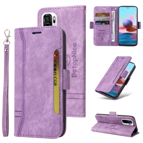 

For Xiaomi Redmi Note 10 4G Indian BETOPNICE Dual-side Buckle Leather Phone Case(Purple)