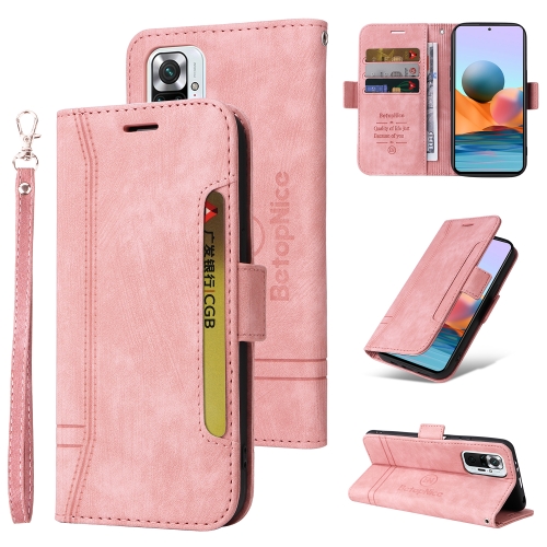 

For Xiaomi Redmi Note 10 Pro BETOPNICE Dual-side Buckle Leather Phone Case(Pink)