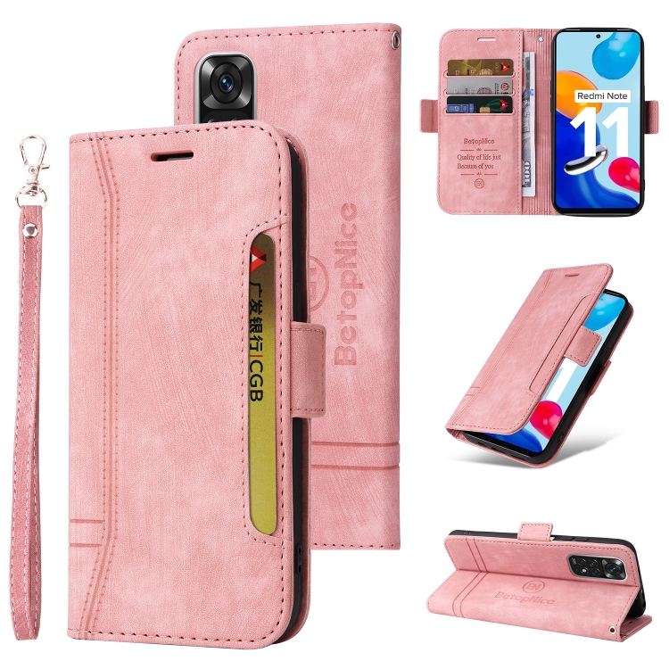 

For Xiaomi Redmi Note 11 4G BETOPNICE Dual-side Buckle Leather Phone Case(Pink)