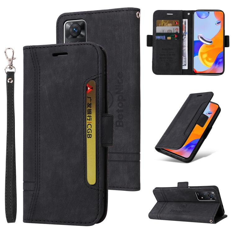 

For Xiaomi Redmi Note 11 Pro 5G / 4G BETOPNICE Dual-side Buckle Leather Phone Case(Black)