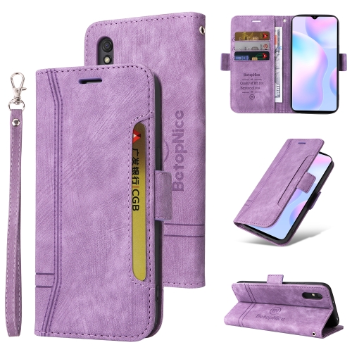 For Xiaomi Redmi 9A BETOPNICE Dual-side Buckle Leather Phone Case(Purple)