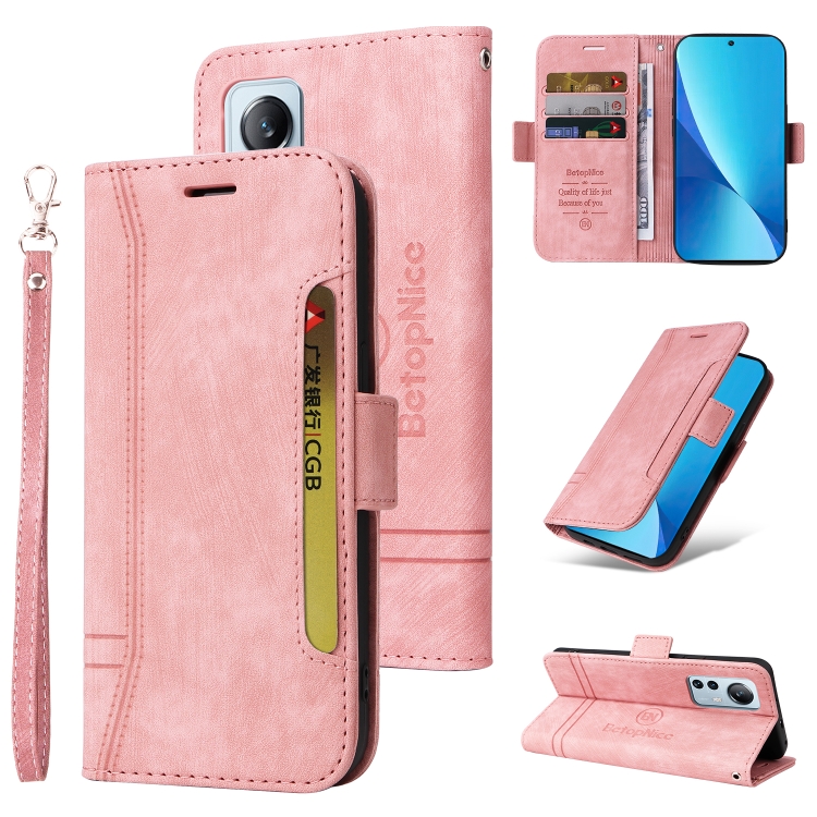 

For Xiaomi 12 Lite BETOPNICE Dual-side Buckle Leather Phone Case(Pink)