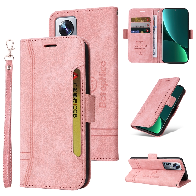 

For Xiaomi 12 Pro BETOPNICE Dual-side Buckle Leather Phone Case(Pink)