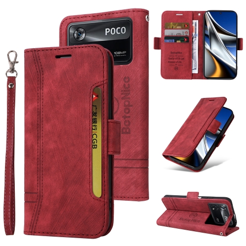 For Xiaomi Poco X4 Pro 5G BETOPNICE Dual-side Buckle Leather Phone Case(Red)