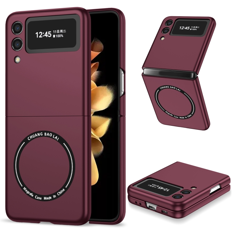 

For Samsung Galaxy Z Flip3 5G Magsafe Magnetic Folding PC Phone Case(Wine Red)
