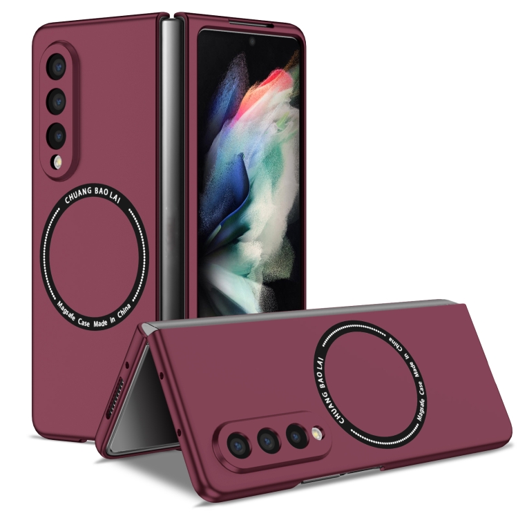 

For Samsung Galaxy Z Fold3 5G Magsafe Magnetic Folding PC Phone Case(Wine Red)