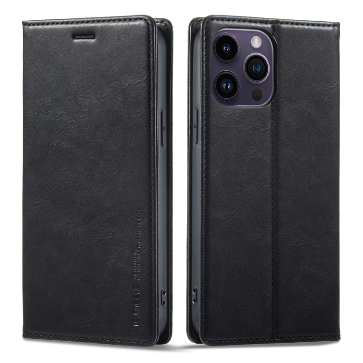 

For iPhone 14 Pro LC.IMEEKE RFID Anti-theft Leather Phone Case(Black)