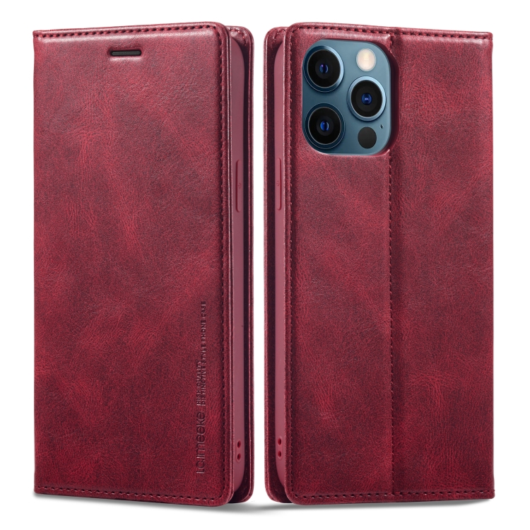 

For iPhone 12 Pro/12 LC.IMEEKE RFID Anti-theft Leather Phone Case(Red)