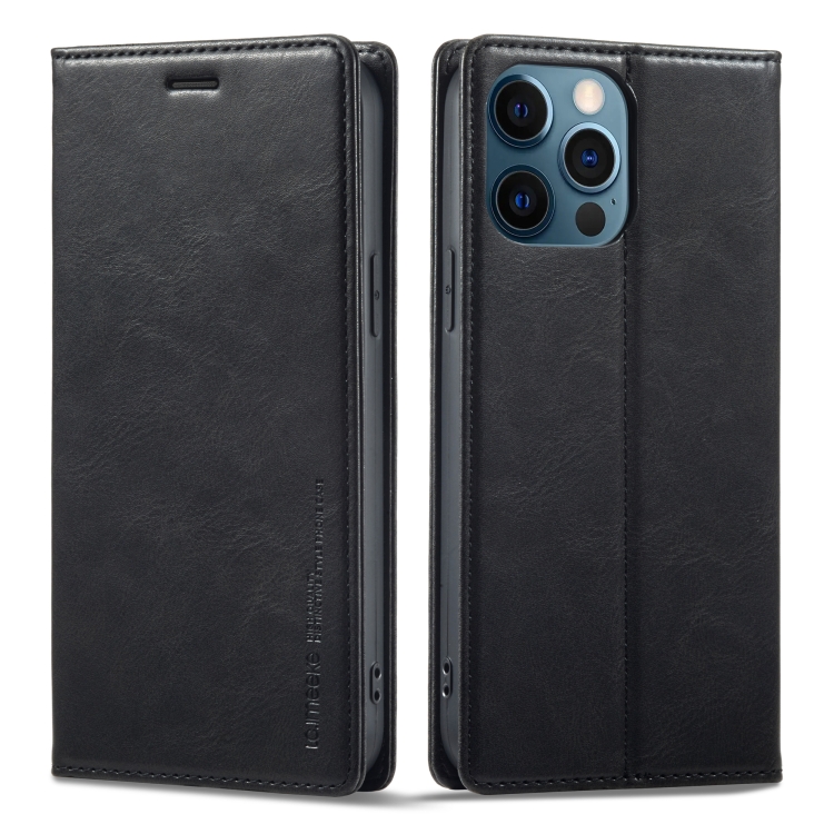 

For iPhone 12 Pro Max LC.IMEEKE RFID Anti-theft Leather Phone Case(Black)