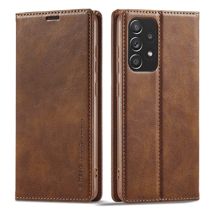 

For Samsung Galaxy A53 5G LC.IMEEKE RFID Anti-theft Leather Phone Case(Brown)
